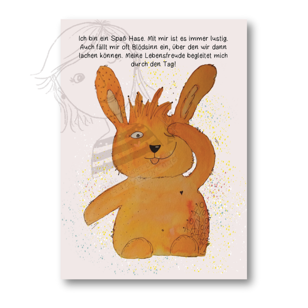 Affirmationskarte Kinder Spaß Hase 