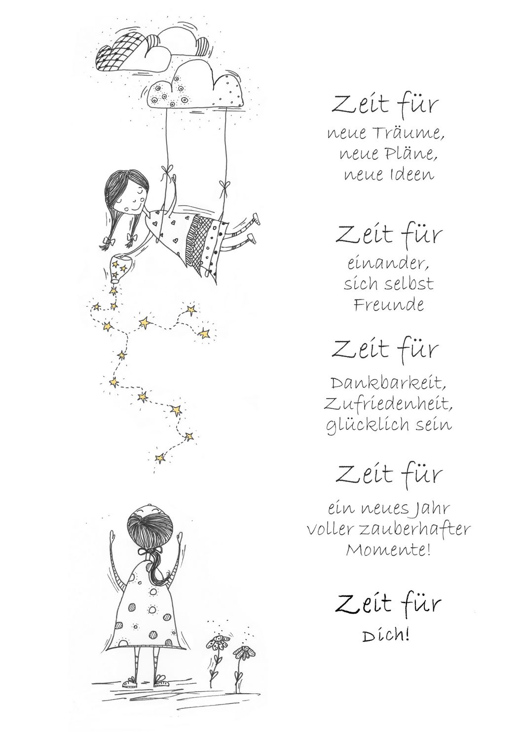 Neujahrswünsche Zeit schenken - DIY Download (digital)