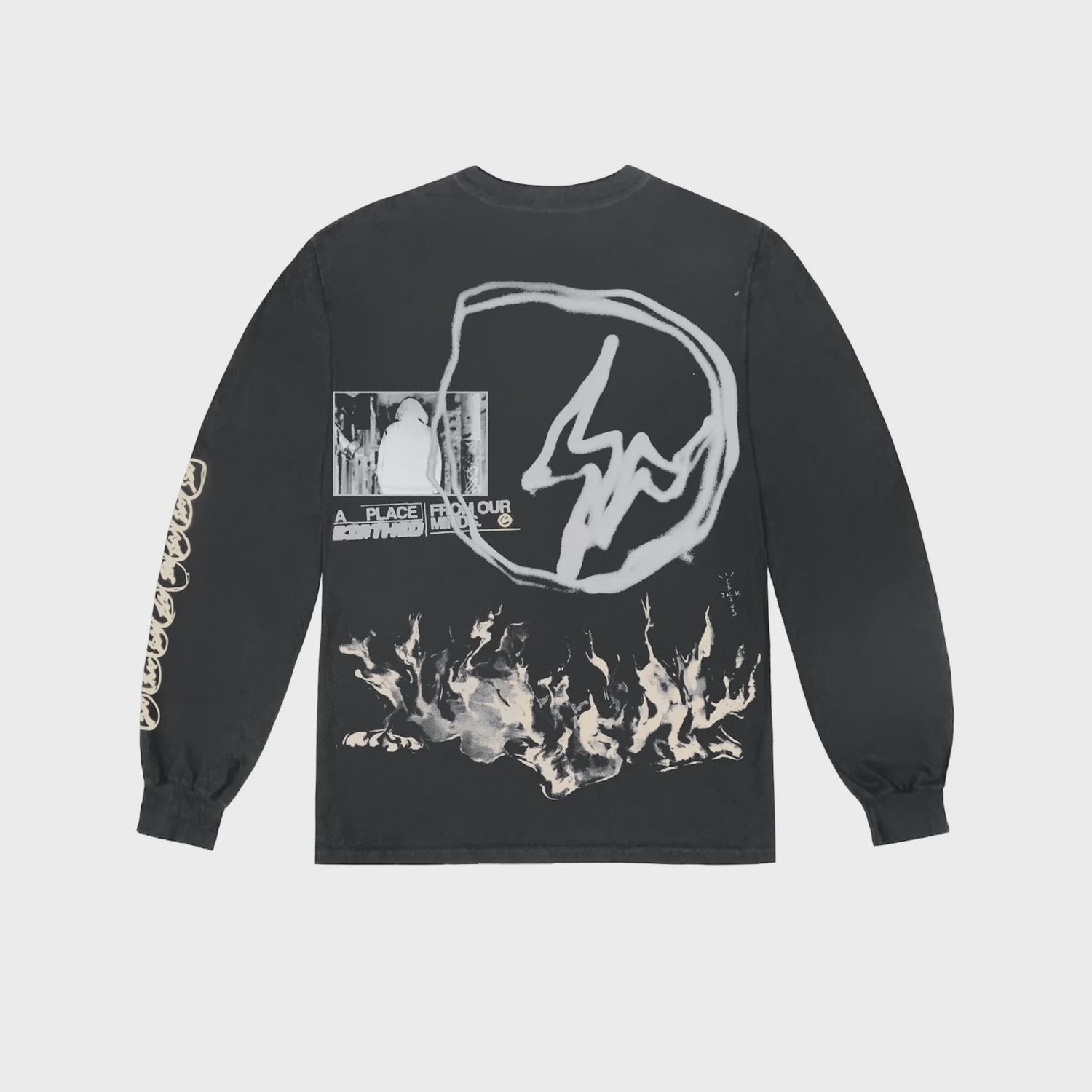 Travis Scott Cactus Jack For Fragment Logo L/S T-shirt Washed Black