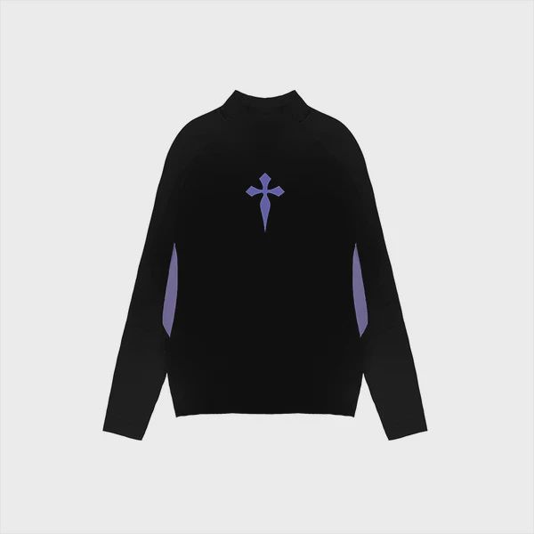 1/4MADE Long Sleeve Mockneck Purple Print
