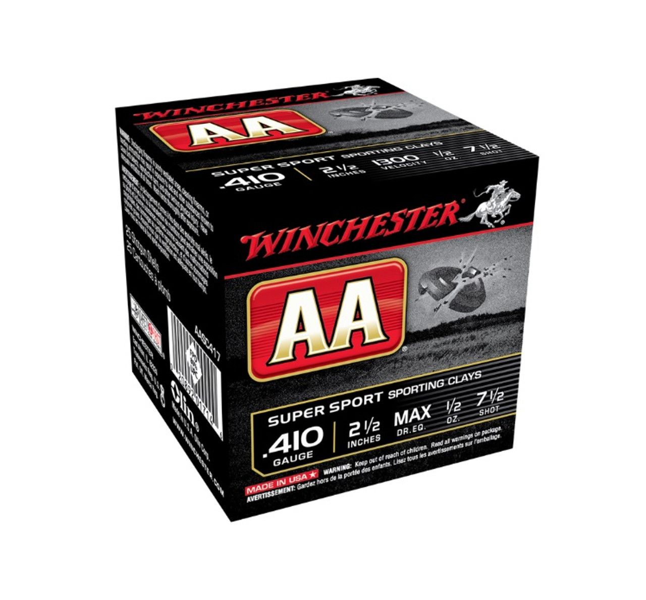 AA Sporting Clays 410 Bore 2 1/2&quot; 1300 FPS 1/2oz 7 1/2 Shot