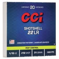 CCI Shotshell 20 LR 1/15oz #12 shot 31 Gr 100 FPS