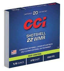 CCI Shotshell 22 WMR 1/8oz #12 shot 1000 FPS 20 Ct
