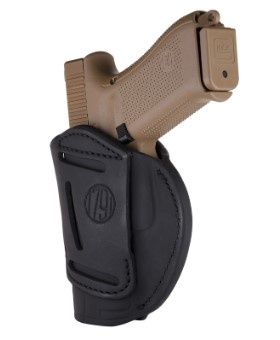 1791 Gunleather 4WH5SBLR 4-Way IWB/OWB 05 Stealth Black Leather Belt Clip