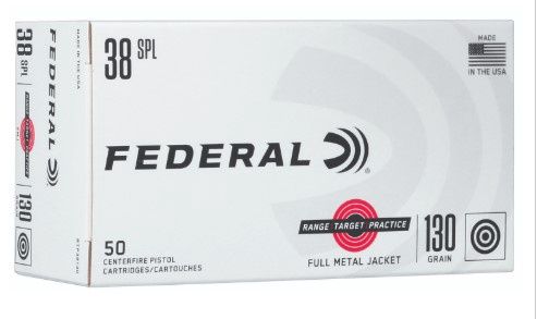 Federal RTP38130 Range &amp; Target 38Special 130gr Full Metal Jacket 50 Per Box/20 Case