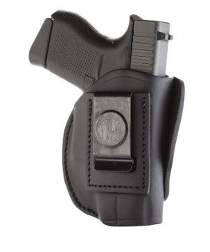 1791 Gunleather 4WH2SBLR 4-Way IWB/OWB Size 02 Stealth Black Leather Belt Clip Compatible w/Ruger LCP/S&amp;W Bodyguard/Glock 42/43/43X Right Hand