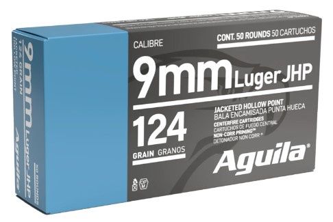 Aguila 1E092125 Personal Defense Handgun 9mm Luger 124gr Jacketed Hollow Point 50 Per Box/10 Case