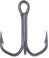 9649 Round Bend Treble Hooks Sz 2 9Ct