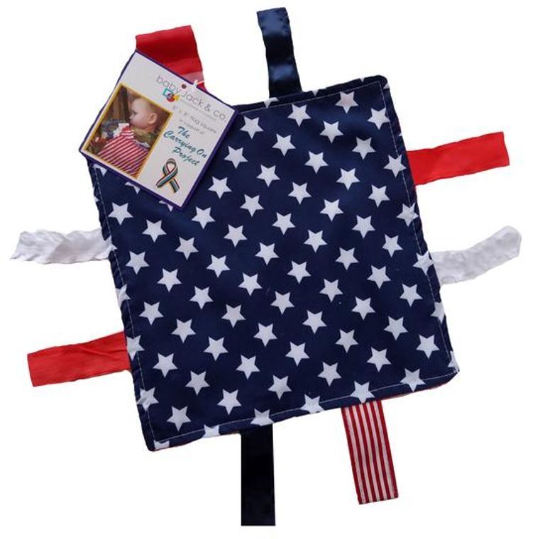 Crinkle Tag Sensory Baby Toy, Design: USA Flag