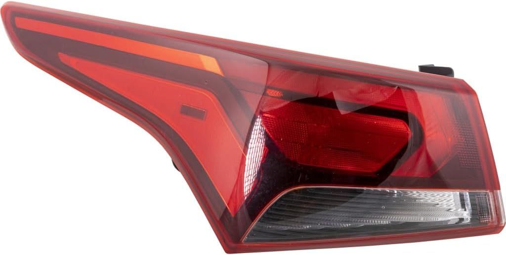 Tail Light, Driver Side Outer, Hyundai Accent, 2018-2022, [GL/LE/GLS/SEL/Limited/SE/Essential/Preferred/Ultimate], (All Engines), Clear and Red Lens, With Bulb, Halogen, CAPA Certified