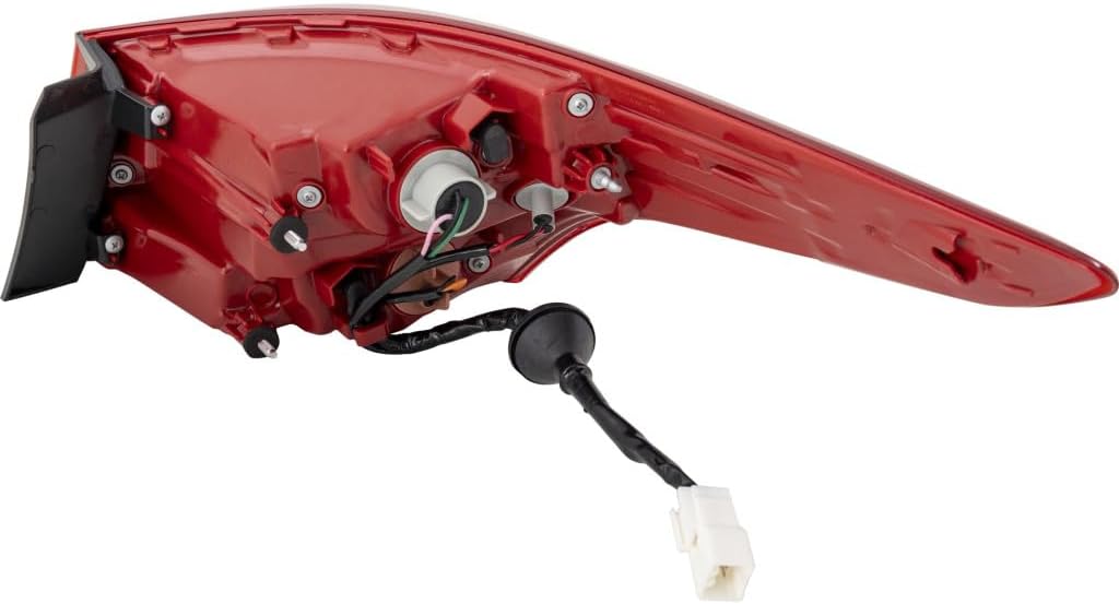 Tail Light, Driver Side Outer, Hyundai Accent, 2018-2022, [GL/LE/GLS/SEL/Limited/SE/Essential/Preferred/Ultimate], (All Engines), Clear and Red Lens, With Bulb, Halogen, CAPA Certified