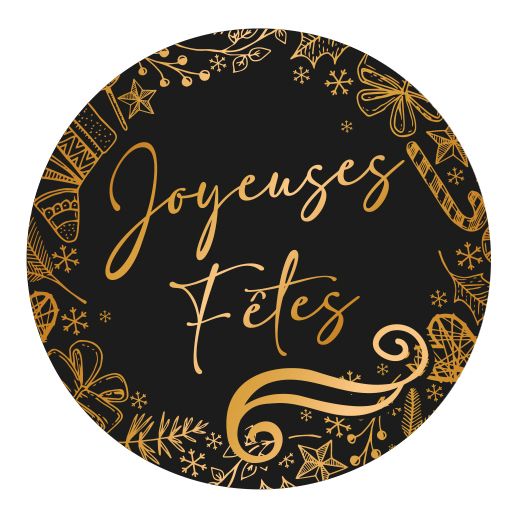 Joyeuses Fêtes noir - 24 stickers - ø 40 mm Joyeuses Fêtes noir - 24 stickers - ø 40 mm