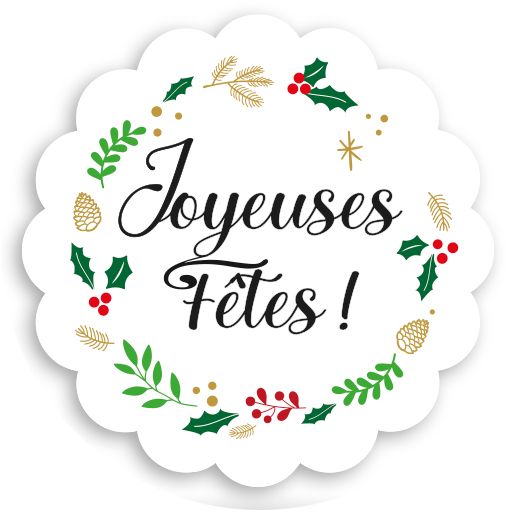 Joyeuses Fêtes fleur - 24 stickers - ø 40 mm Joyeuses Fêtes fleur - 24 stickers - ø 40 mm
