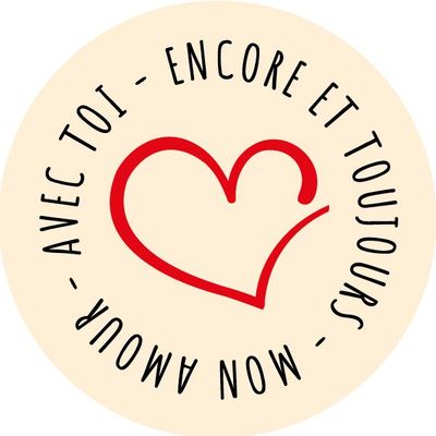 SAINT VALENTIN - "Avec toi” - ø 30 mm ou ø 20 mm - texturé crème