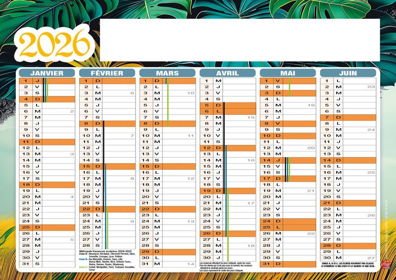 Calendrier A4 "Zéphyr"