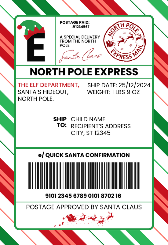 North pole postage label