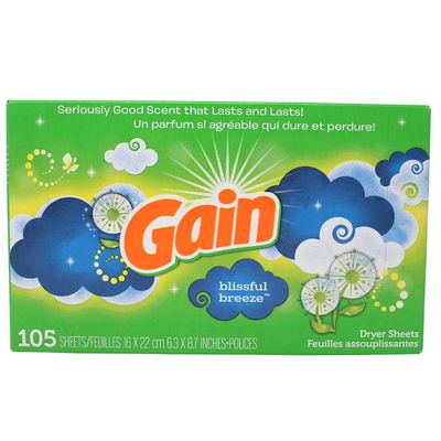 GAIN DRYER SHEETS 105CT BLISSFUL BREEZE