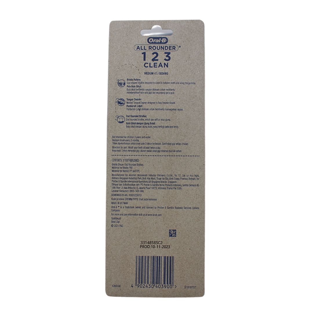 ORAL-B T/B MEDIUM 3PK X 12 ALL ROUNDER/8