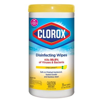 CLOROX DISINFECTING WIPES CRISP LEMON 75CT/12
