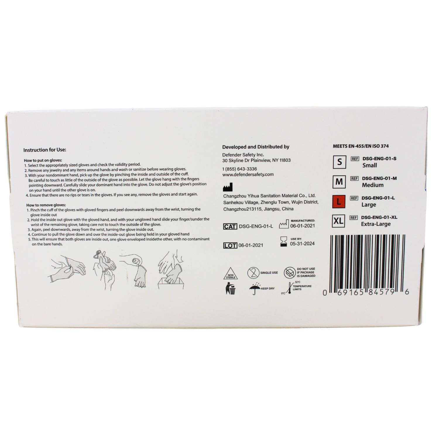 DEFENDER SAFETY NITRILE GLOVES 100CT LARGE