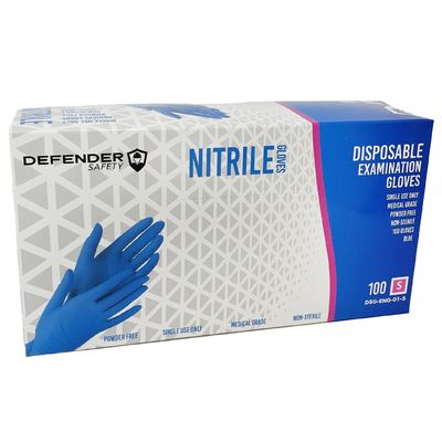 DEFENDER SAFETY NITRILE GLOVES 100CT SMALL