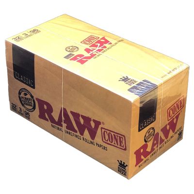 RAW CLASSIC 3PACK CONES KING SIZE (BOX OF 32)