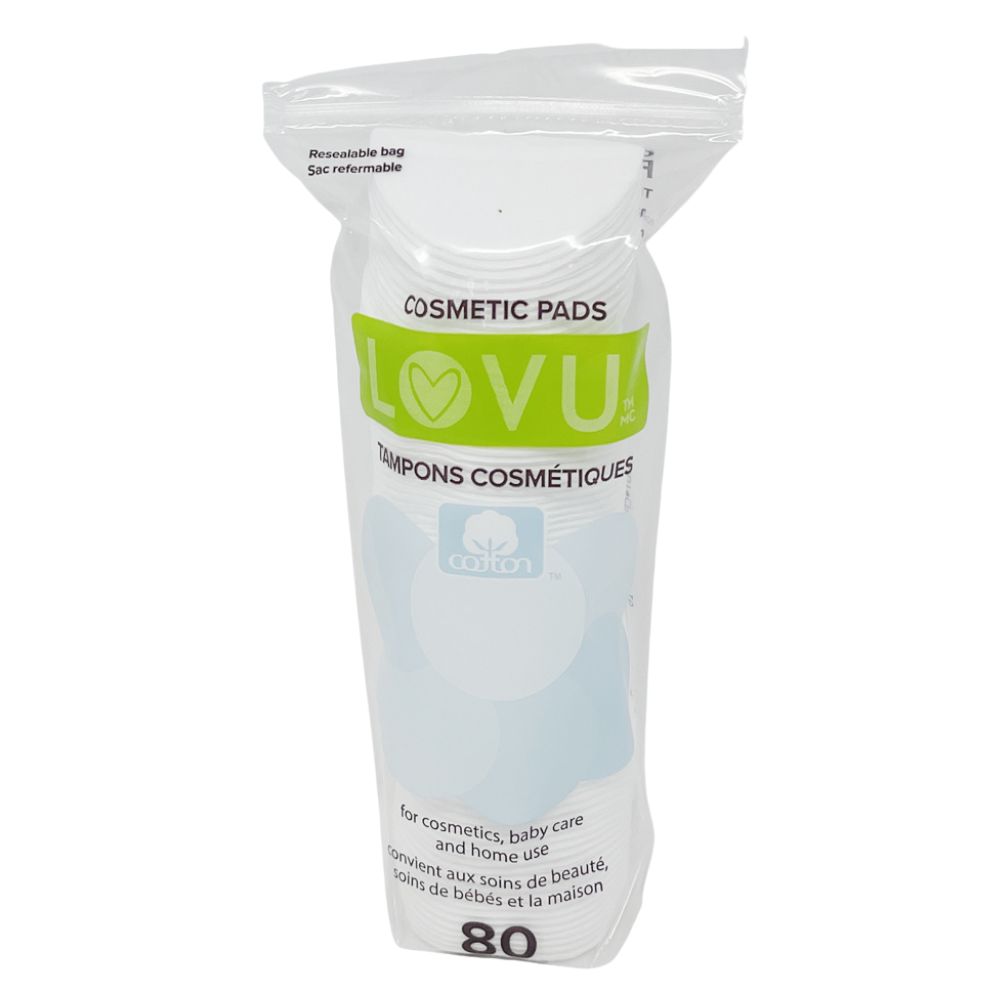 LOVU COSMETIC PADS 80CT RESEALABLE BAG