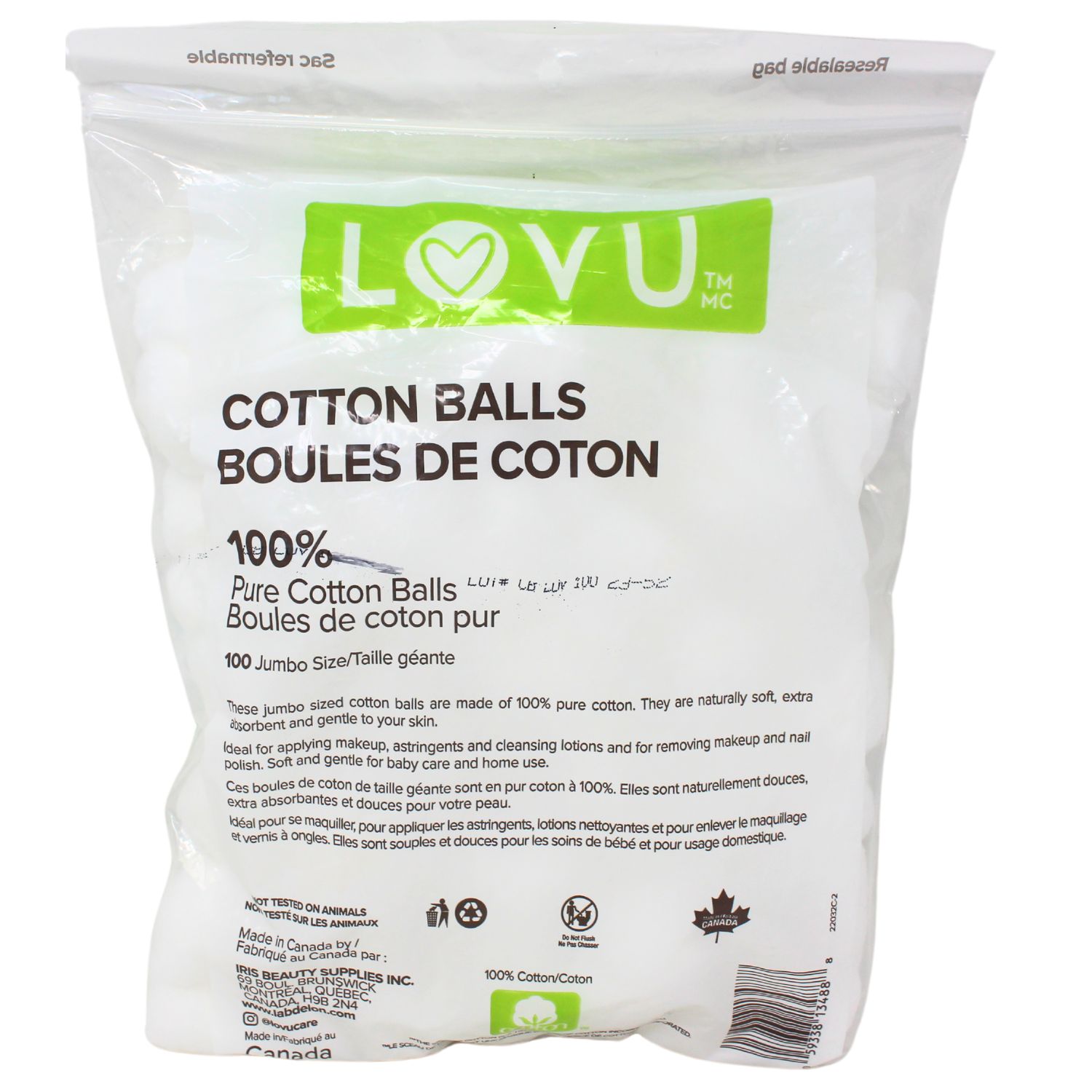 LOVU COTTON BALLS 100CT JUMBO