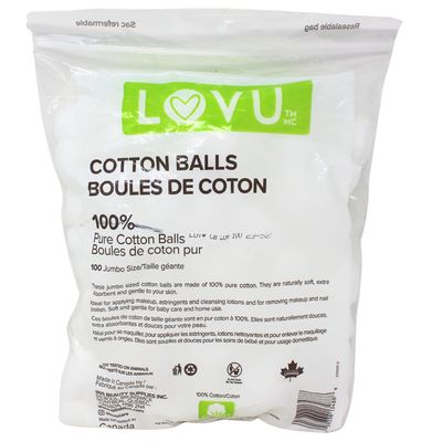 LOVU COTTON BALLS 100CT JUMBO