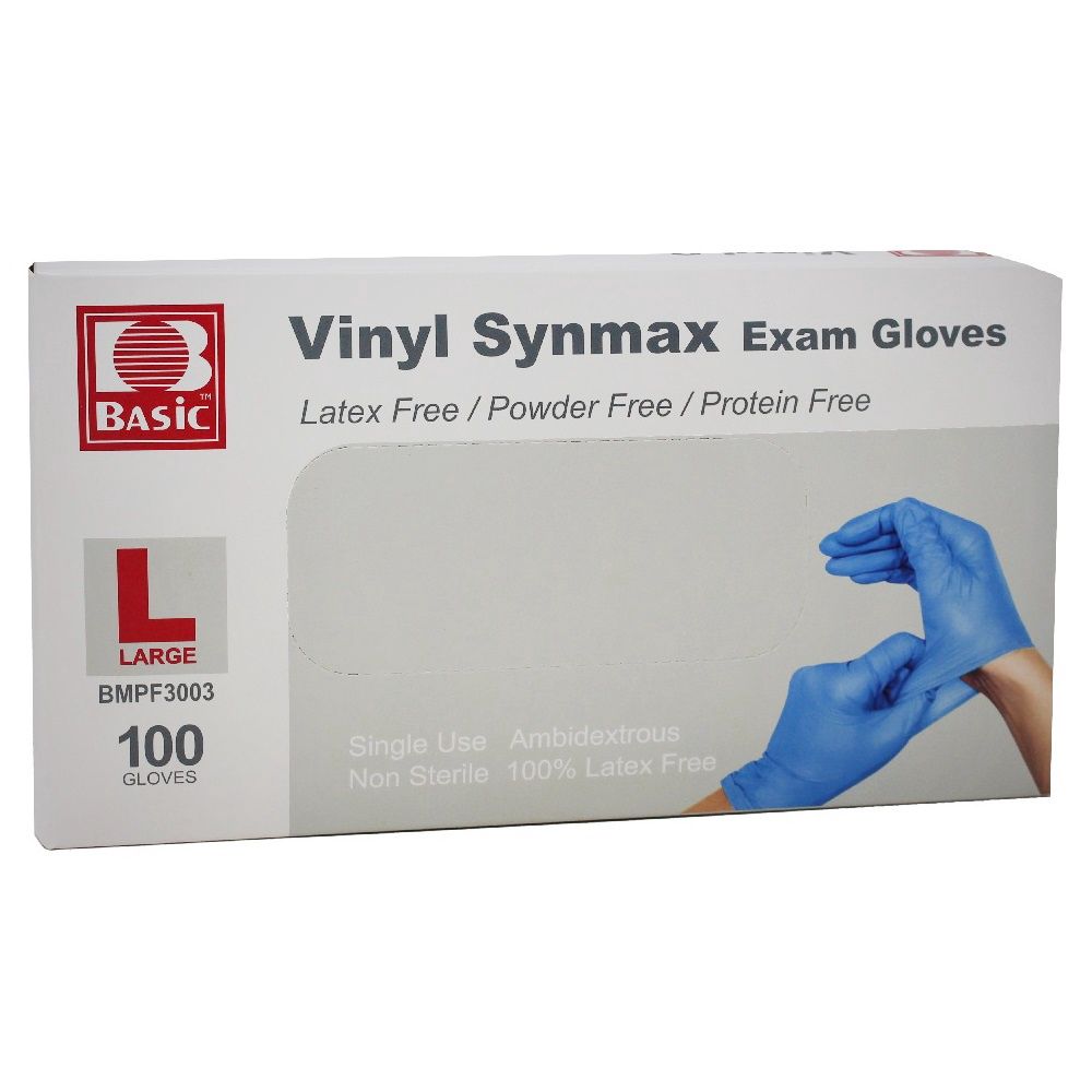 BASIC VINYL SYNMAX GLOVES 100CT LARGE/10