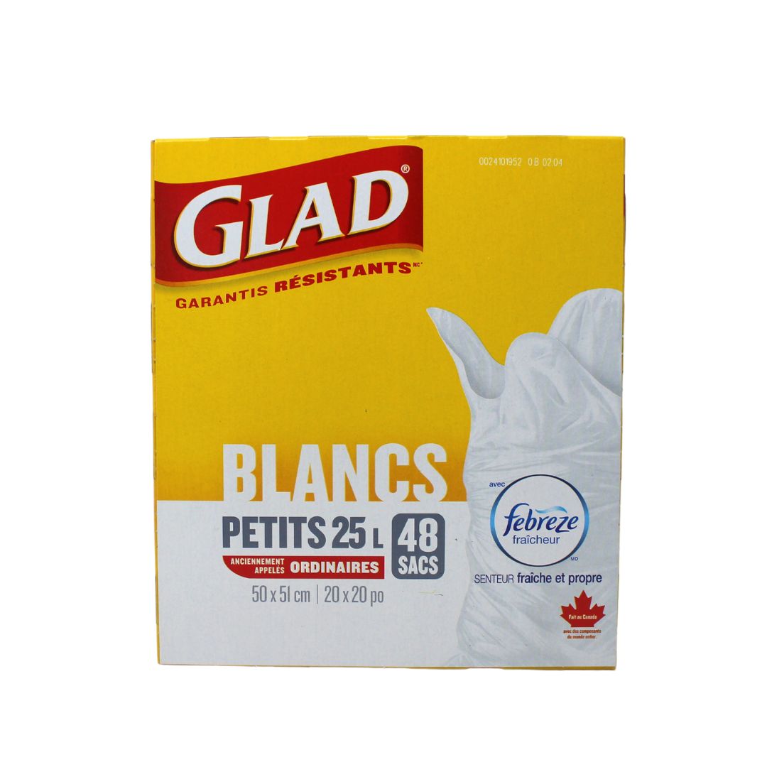 GLAD WHITE BAGS 48CT SMALL