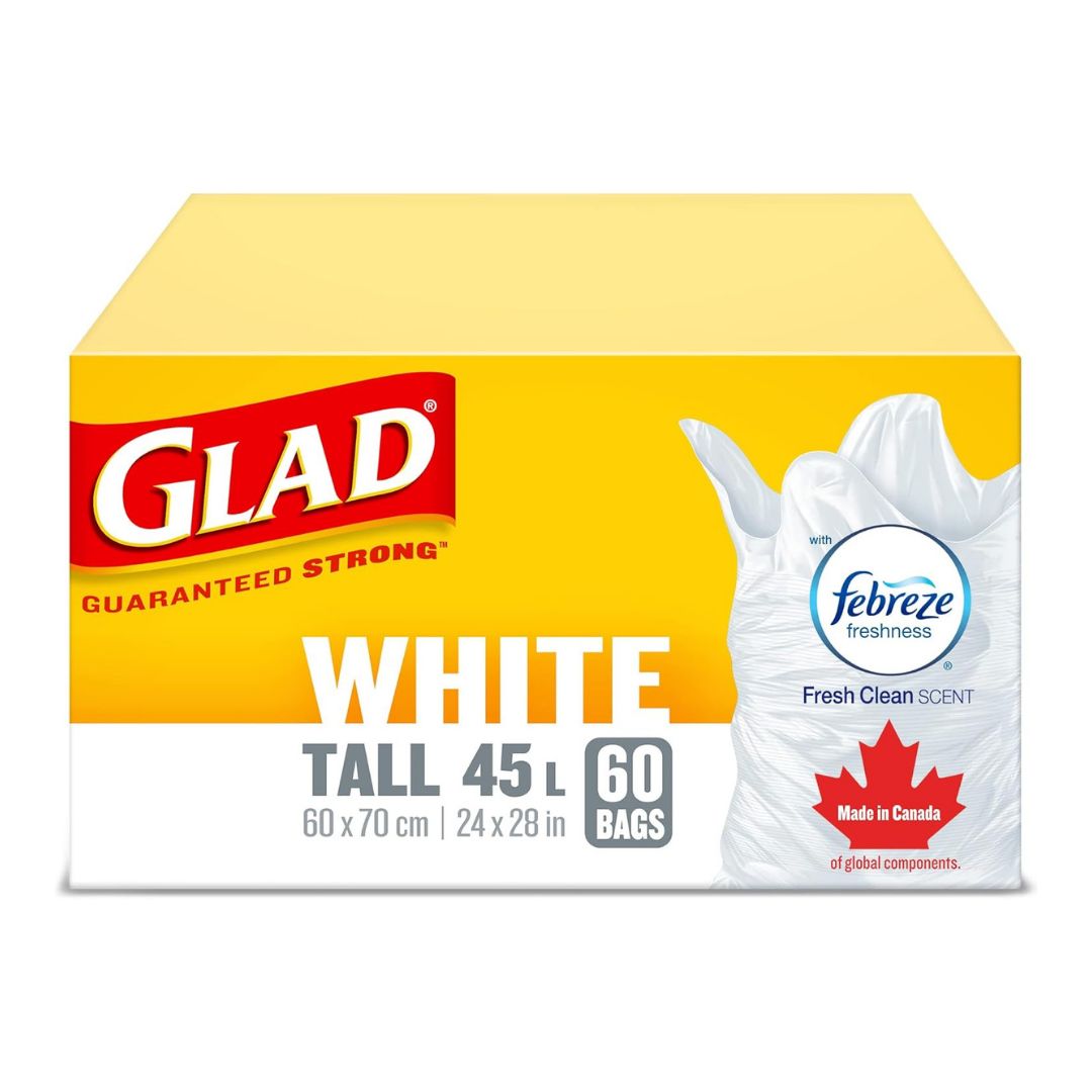 GLAD WHITE BAGS 60CT 45L