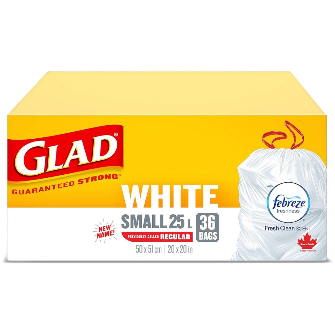 GLAD WHITE BAGS 36CT 25L