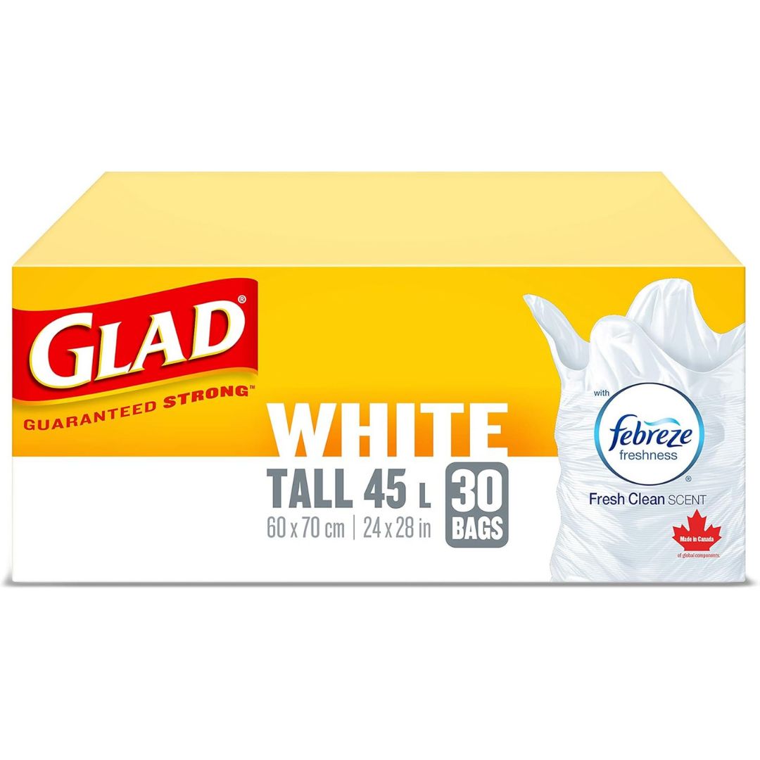 GLAD WHITE BAGS 30CT 45L