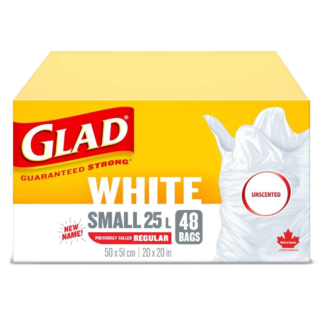 GLAD WHITE BAGS 48CT 25L/12