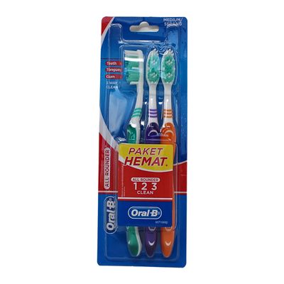 ORAL-B TOOTHBRUSH 3WAY CLEAN ALL AROUND (MEDIUM) (3PACK) (BOX OF 12)