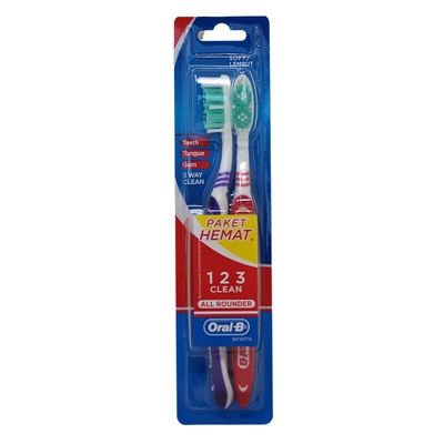 ORAL-B TOOTHBRUSH 3WAY CLEAN ALL AROUND (SOFT) (2PACK) (BOX OF 12)