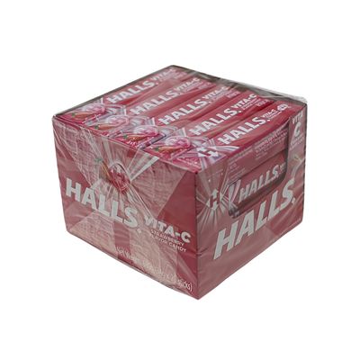HALLS VITA-C STAWBERRY FLAVOR CANDY 34G (BOX OF 20 STICKS)