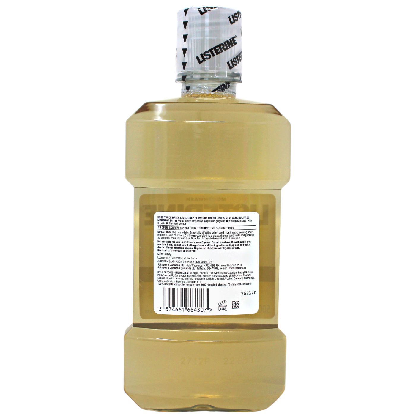 LISTERINE M/W 500ML FRESH LIME &amp; MINT/6