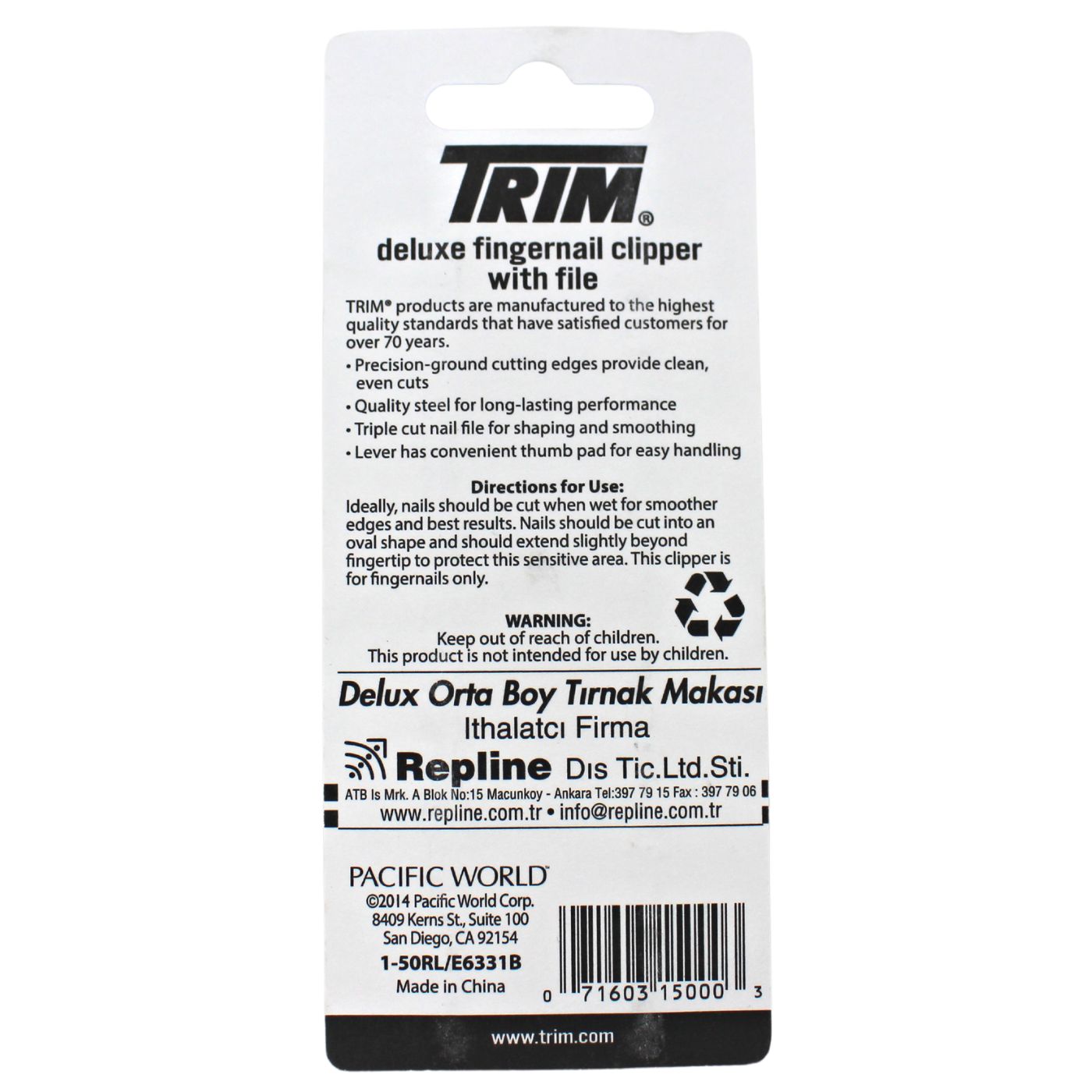 TRIM DELUXE CLIPPER FINGERNAIL CLIPPER + FILE