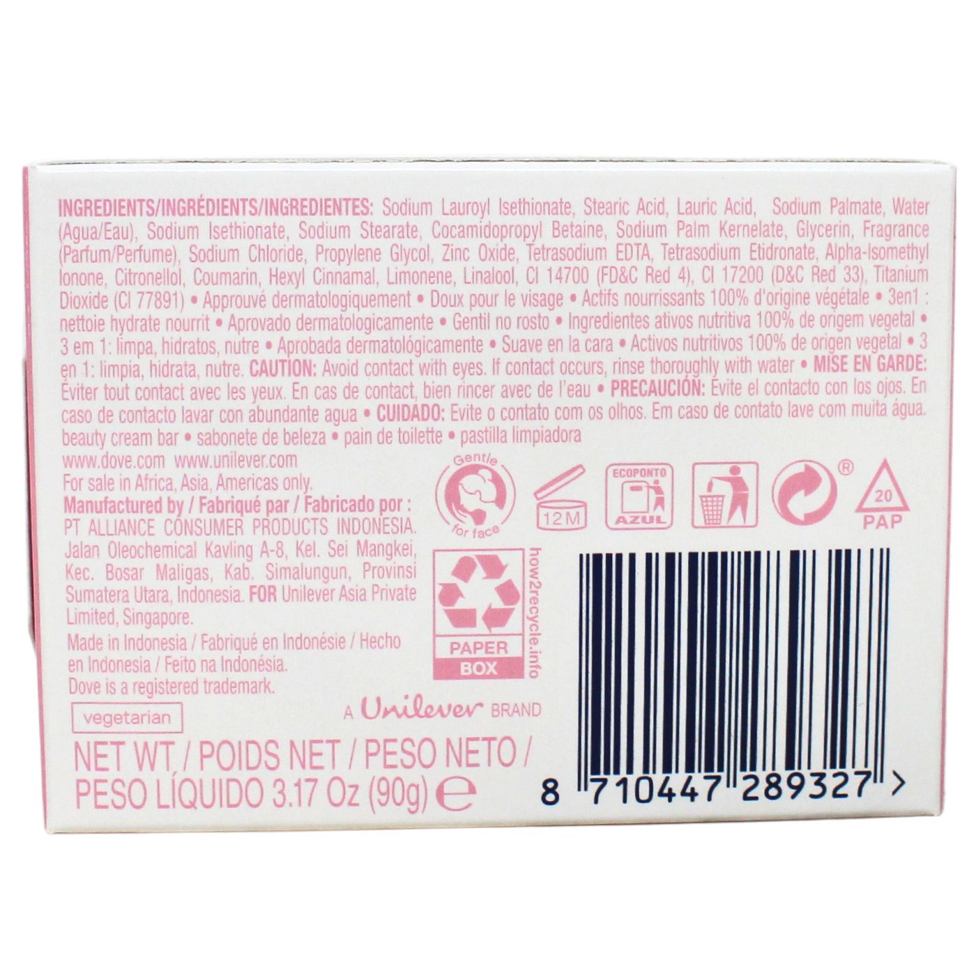 DOVE BAR SOAP 90G PINK/48