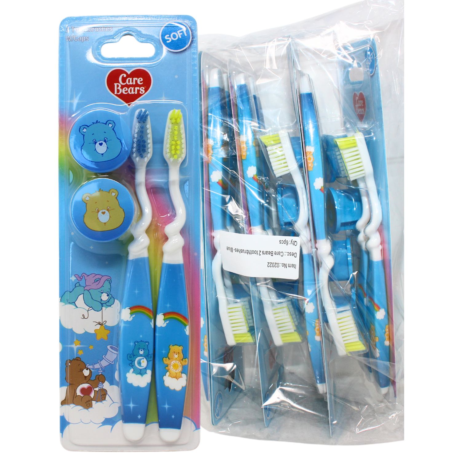 CARE BEARS KIDS T/B 2CT BLUE SOFT W/ CAP/6X4