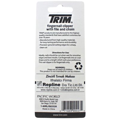 TRIM FINGERNAIL CLIPPER W/ FILE &amp; CHAIN