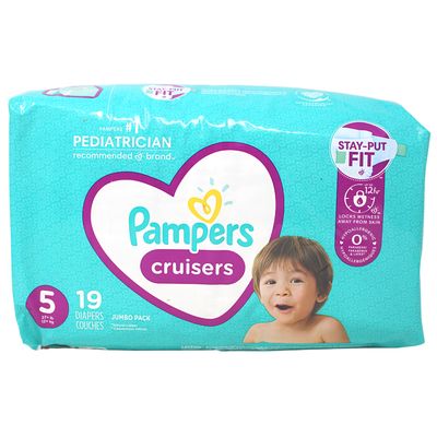 PAMPERS DIAPERS 19CT SIZE 5 JUMBO/4