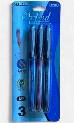 BAZIC #1726 OXFORD ROLLER BALL PEN (3PACK)