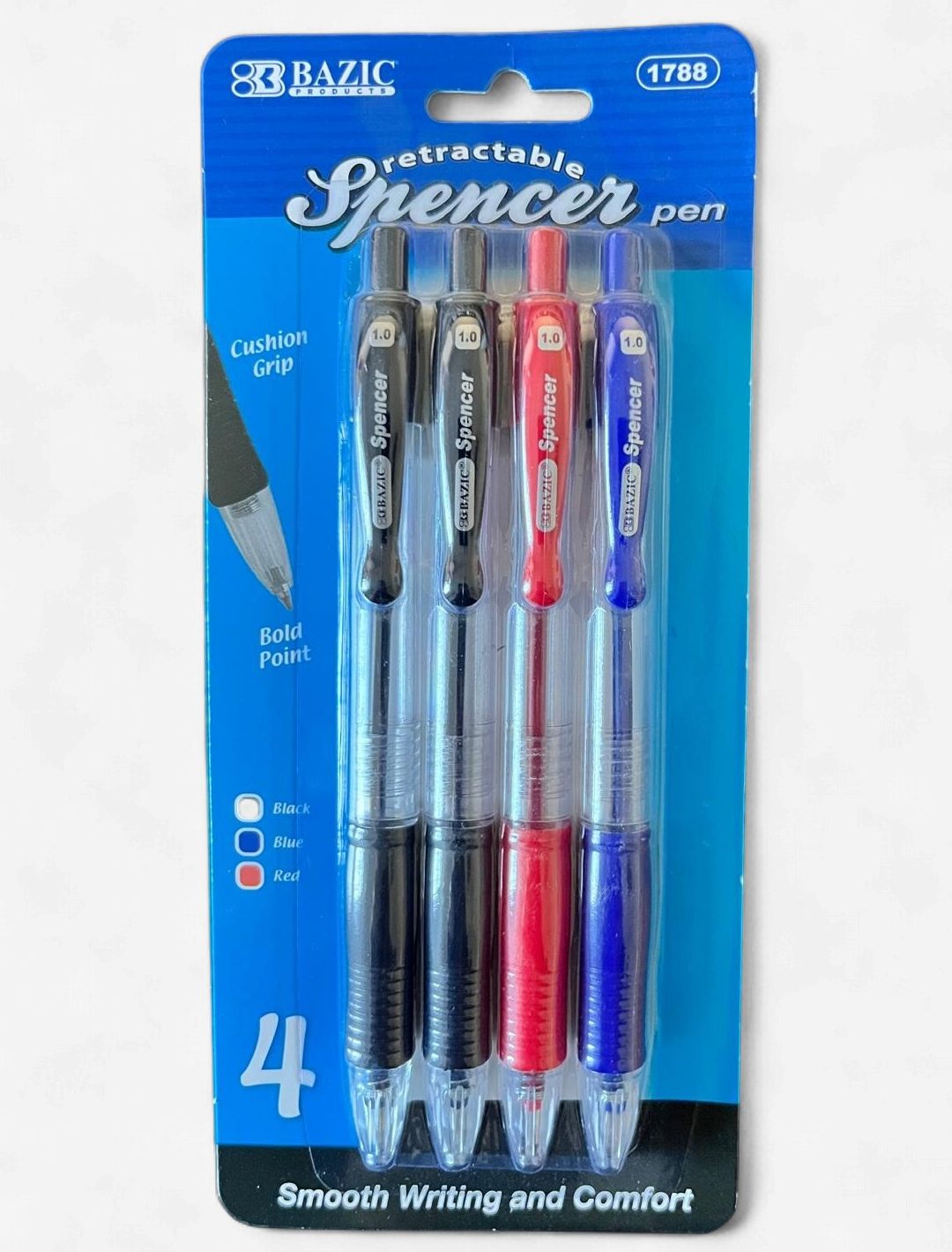 BAZIC #1788 SPENCER RETRACTABLE PEN (4PACK)