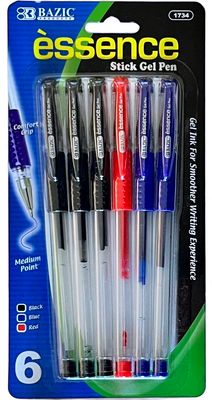 BAZIC #1734 ESSENCE STICK GEL PEN (6 PACK)