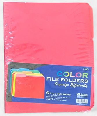 BAZIC #3109 COLOR FILE FOLDERS (6 PACK)