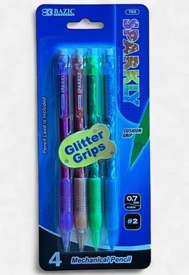 BAZIC #702 SPARKLY MECHANICAL PENCIL 0.7MM #2 (4PACK)