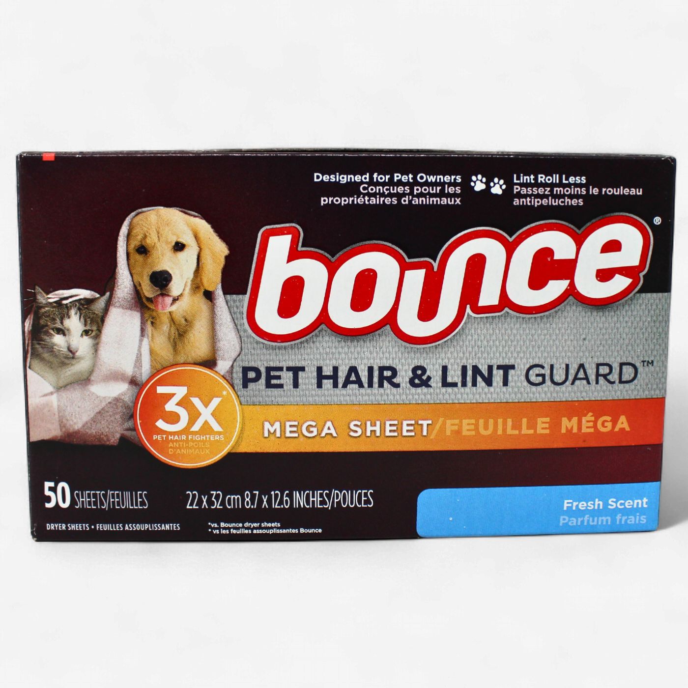 BOUNCE PET HAIR &amp; LINTGUARD FRESH SCENT DRYER MEGA SHEETS 50'S